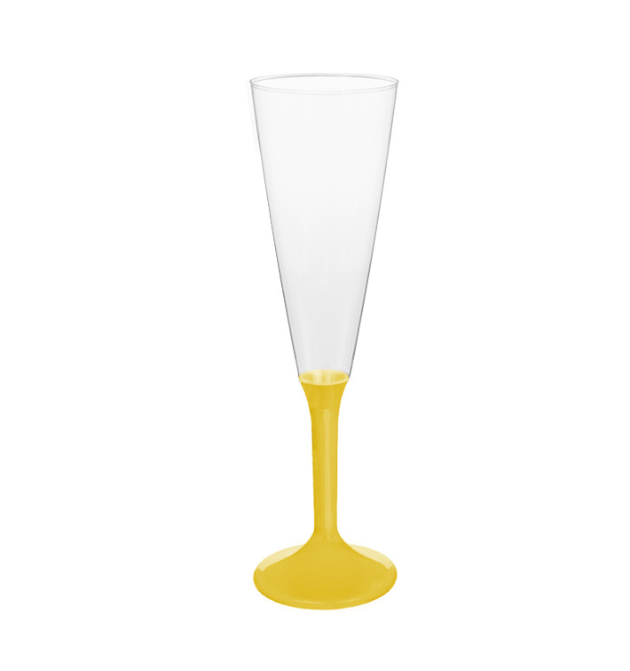Flûte Champagne Plastique Pied Jaune 160ml 2P (200 Utés) Flûte Champagne Plastique Pied Jaune 160ml 2P (200 Utés)