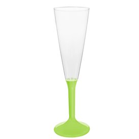 Flûte Champagne Plastique Pied Vert citron 160ml 2P (20 Utés)