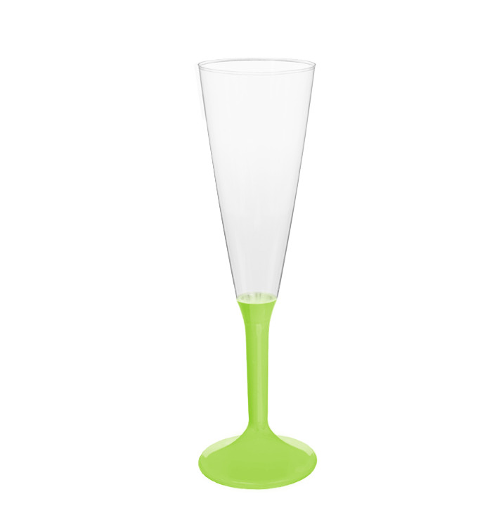 Flûte Champagne Plastique Pied Vert citron 160ml 2P (20 Utés) Flûte Champagne Plastique Pied Vert citron 160ml 2P (20 Utés)