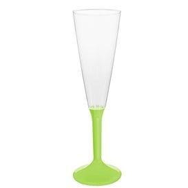 Flûte Champagne Plastique Pied Vert citron 160ml 2P (200 Utés)