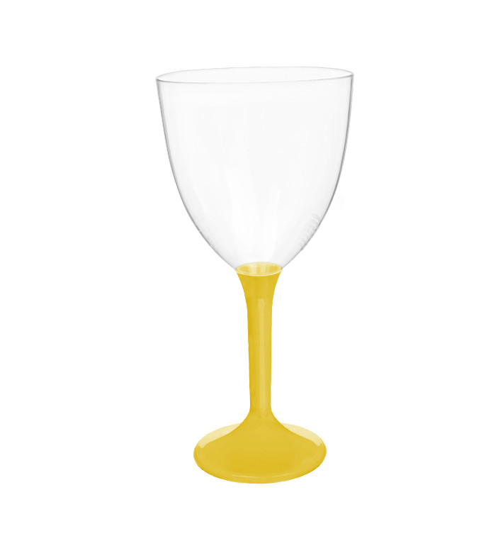 Verre à Vin Réutilisable PS Pied Jaune 300ml 2P (20 Utés)