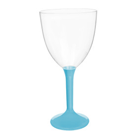 Flûte en Plastique Vin Pied Turquoise 300ml 2P (20 Utés)