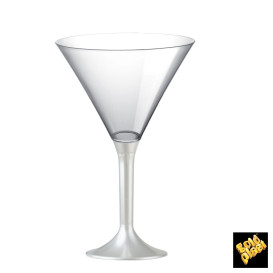 Flûte Plastique Cocktail Pied Blanc Perlé 185ml 2P (20 Utés)