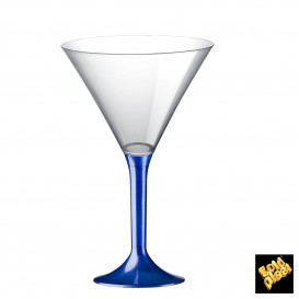 Flûte Plastique Cocktail Pied Bleu Perlé 185ml 2P (20 Utés)