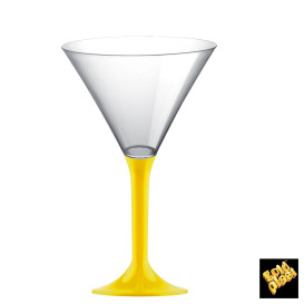 Flûte Plastique Cocktail Pied Jaune 185ml 2P (20 Utés)