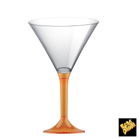 Flûte Plastique Cocktail Pied Orange Trans. 185ml 2P (20 Utés)