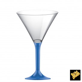 Flûte Plastique Cocktail Pied Bleu Transp. 185ml 2P (200 Utés)