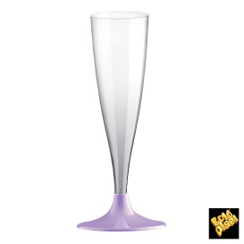 Flûte Champagne Plastique Pied Lilas 140ml 2P (20 Utés)