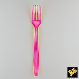 Fourchette Plastique PS Premium Fuchsia 190mm (50 Utés)