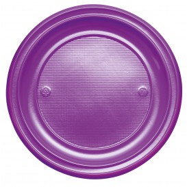 Assiette Plastique Plate Violette PS 220mm (30 Unités)