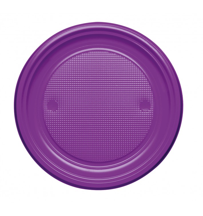Assiette Plastique Plate Violette PS 170mm (1100 Unités)