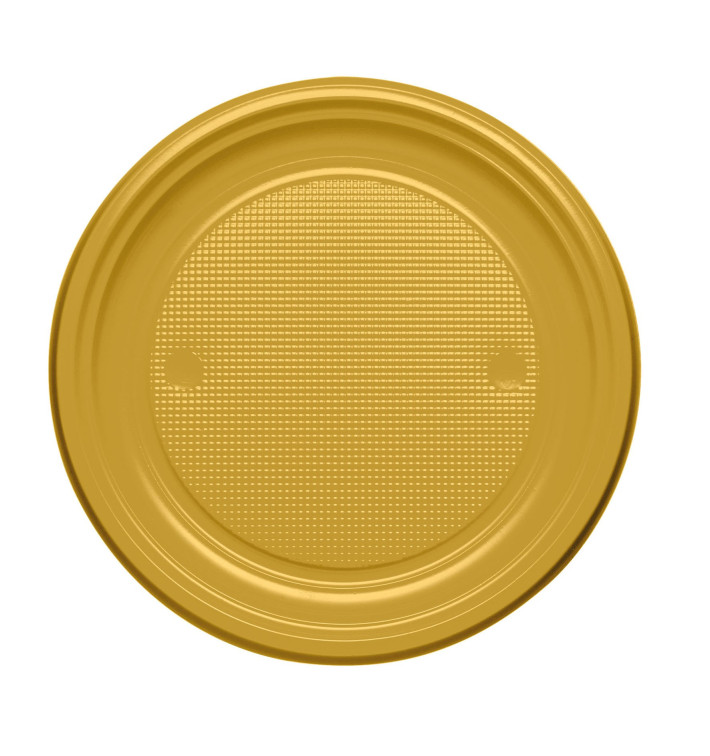 Assiette Plastique Plate Or PS 170mm (1100 Unités) Assiette Plastique Plate Or PS 170mm (1100 Unités)
