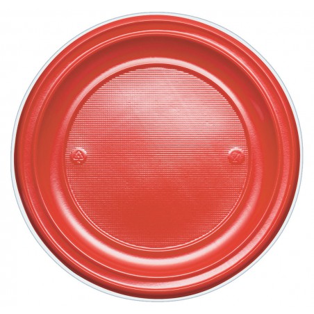 Assiette Plastique PS Plate Rouge Ø220mm (30 Unités)