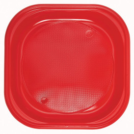 Assiette Plastique Carré Plate Noir PS 170mm (30 Unités)