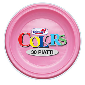 Assiette Plastique Fond Rose PS 220mm (30 Unités)