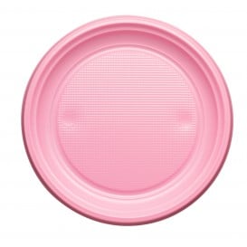 Assiette Plastique Plate Rose PS 170mm (50 Unités)
