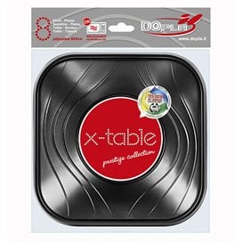 Bol Plastique PP Carré "X-Table" Noir 18x18cm (8 Utés)