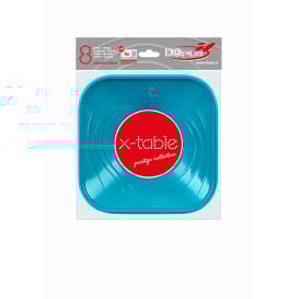 Bol Plastique PP Carré "X-Table" Tuquoise 18x18cm (120 Utés)