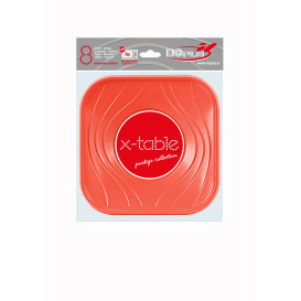 Bol Plastique PP Carré "X-Table" Orange 18x18cm (8 Utés)