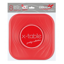 Assiette Plastique PP "X-Table" Rouge 230mm (8 Utés)