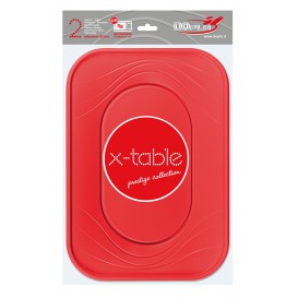 Plateau Plastique PP "X-Table" Rouge 330x230mm (2 Utés)