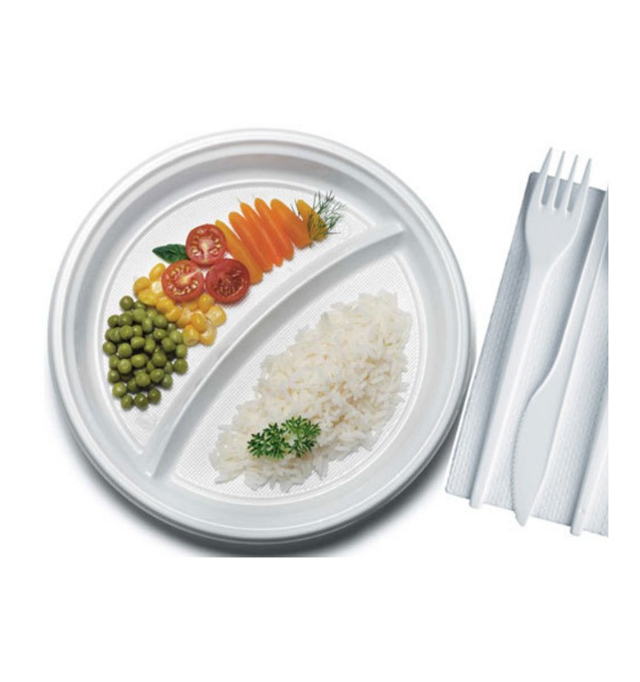Assiette Plastique PS 2 Compartiments 220mm (100 Unités) Assiette Plastique PS 2 Compartiments 220mm (100 Unités)