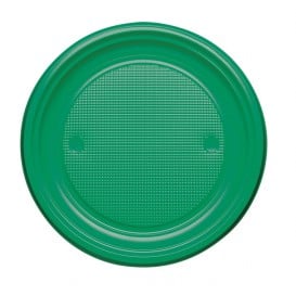Assiette Plastique PS Plate Vert Ø220mm (30 Unités)