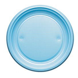Assiette Plastique PS Plate Bleu Clair Ø220mm (30 Unités)