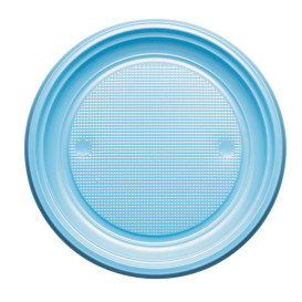 Assiette Plastique PS Plate Bleu Clair Ø220mm (780 Unités)