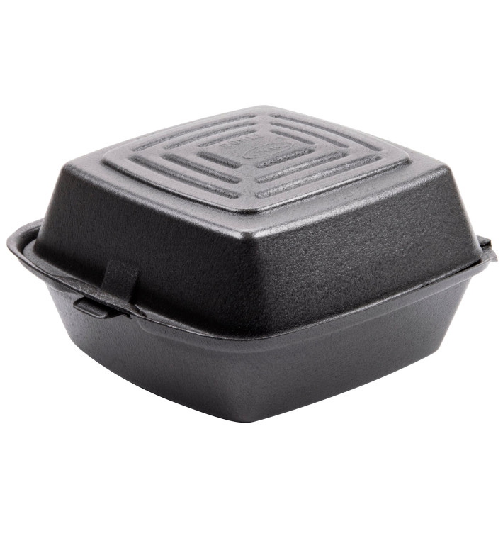 Boîte à HAMBURGER FOAM Noir 150x150x80mm (125 Unités) Boîte à HAMBURGER FOAM Noir 150x150x80mm (125 Unités)