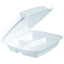 Boîte en FOAM MenuBOX 3 C. Blanc 240x235mm (100 Utes)
