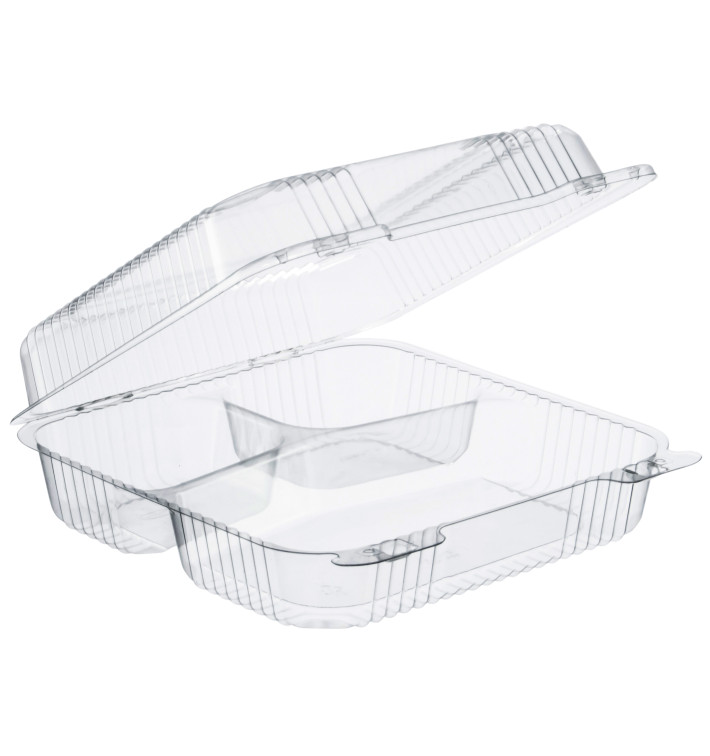 Barquette Plastique OPS 3 C. "StayLock" charnière Transp. 1120ml (200 Utés) Barquette Plastique OPS 3 C. "StayLock" charnière Transp. 1120ml (200 Utés)