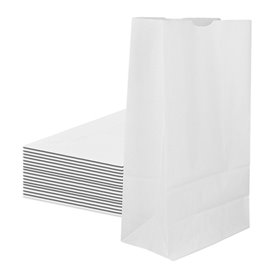 Sac en papier Kraft Blanc sans anses 12+8x24cm (25 Unités)