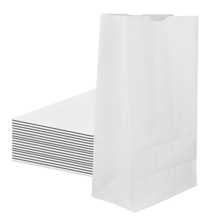 Sac en papier Kraft Blanc sans anses 12+8x24cm (1000 Unités) Sac en papier Kraft Blanc sans anses 12+8x24cm (1000 Unités)
