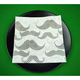 Serviette en Airlaid "Moustaches" 40x40cm (50 Unités)