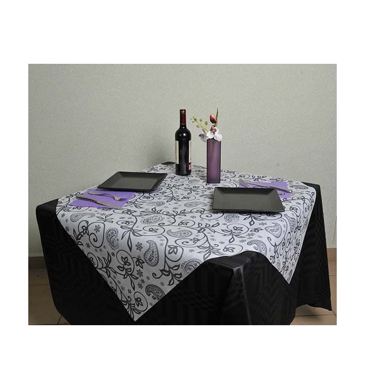 Nappe PP Non-Tissé Blanc "Cachemire"120x120cm (150 Utés) Nappe PP Non-Tissé Blanc "Cachemire"120x120cm (150 Utés)