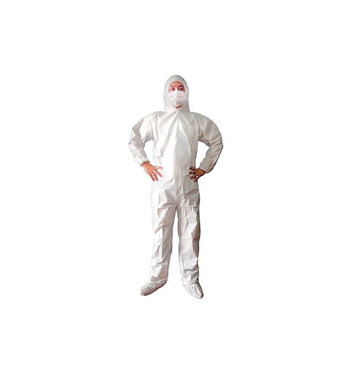 Combinaison TNT PP Plastifiée Capuche et Fermeture Eclair Taille L (1 Unité) Combinaison TNT PP Plastifiée Capuche et Fermeture Eclair Taille L (1 Unité)
