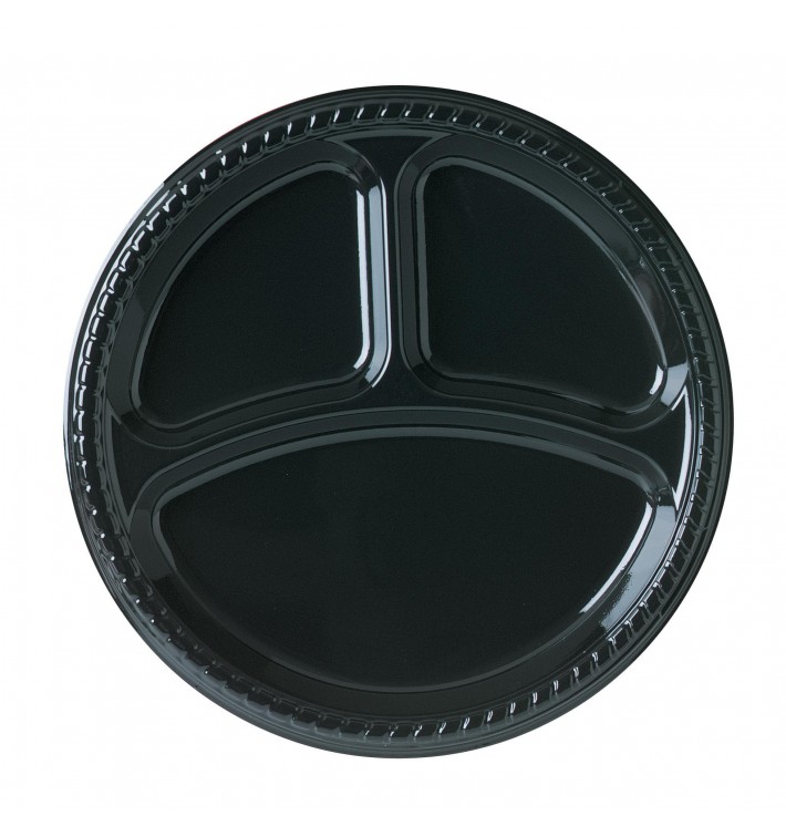 Assiette Plastique Party PS Plate Noir 3C Ø260mm (500 Unités)