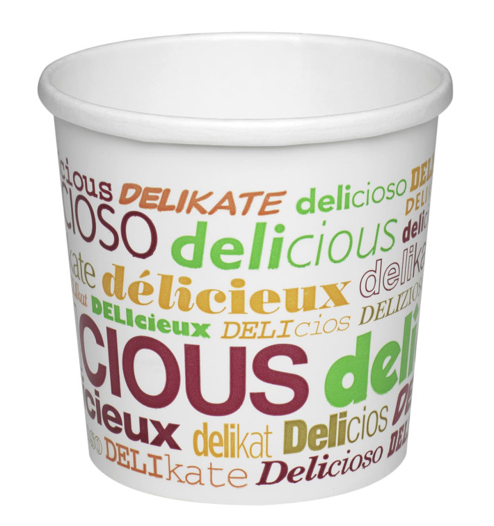 Pot en Carton "Delicious" 26Oz/770ml Ø11,7cm (500 Utés) Pot en Carton "Delicious" 26Oz/770ml Ø11,7cm (500 Utés)