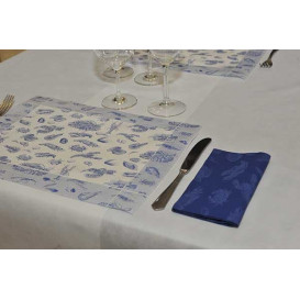 Set de Table papier 30x40cm "Fruits de Mer" Bleu 50g (2500 Utés)