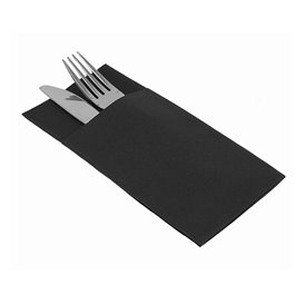 Serviette Kangourou en Airlaid Noir 33x40cm (30 Unités)