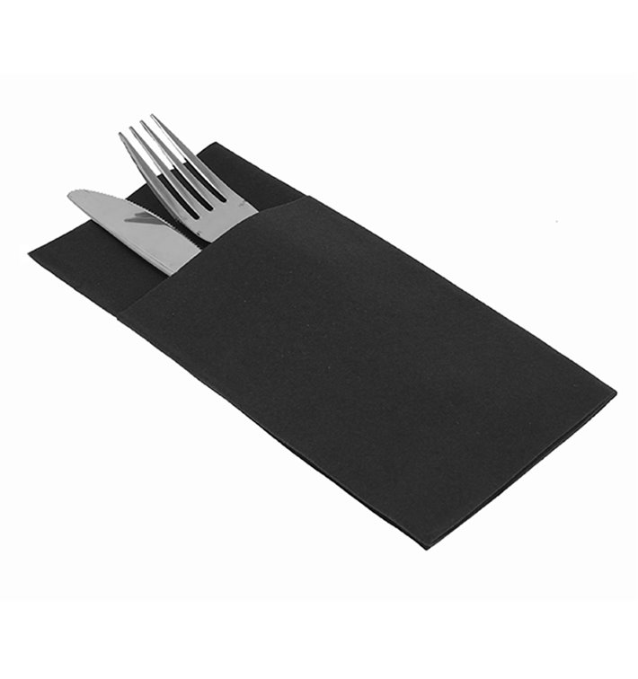 Serviette Kangourou en Airlaid Noir 40x40cm (480 Unités)