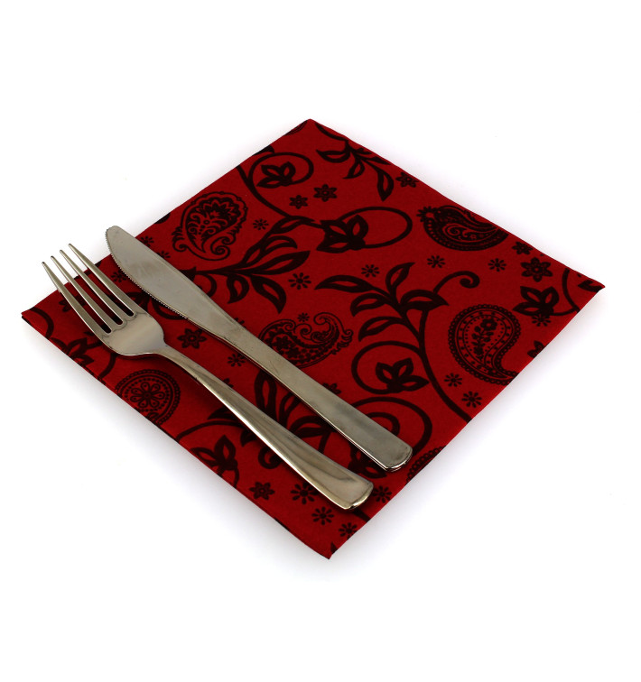 Serviette Airlaid Bordeaux "Cachemire" 40x40cm (50 Utés) Serviette Airlaid Bordeaux "Cachemire" 40x40cm (50 Utés)