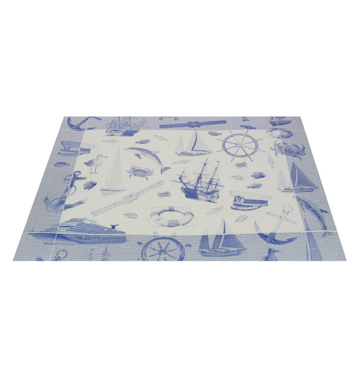Set de Table papier 30x40cm "Marin" Bleu 50g (500 Utés) Set de Table papier 30x40cm "Marin" Bleu 50g (500 Utés)