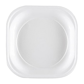 Assiette Plastique PS Carrée Blanc 200x200mm (1000 Utés)