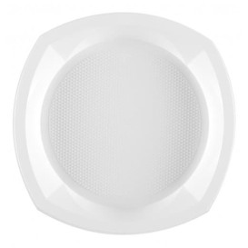 Assiette Plastique PS Carrée Blanc 230x230mm 1C (1000 Unités)