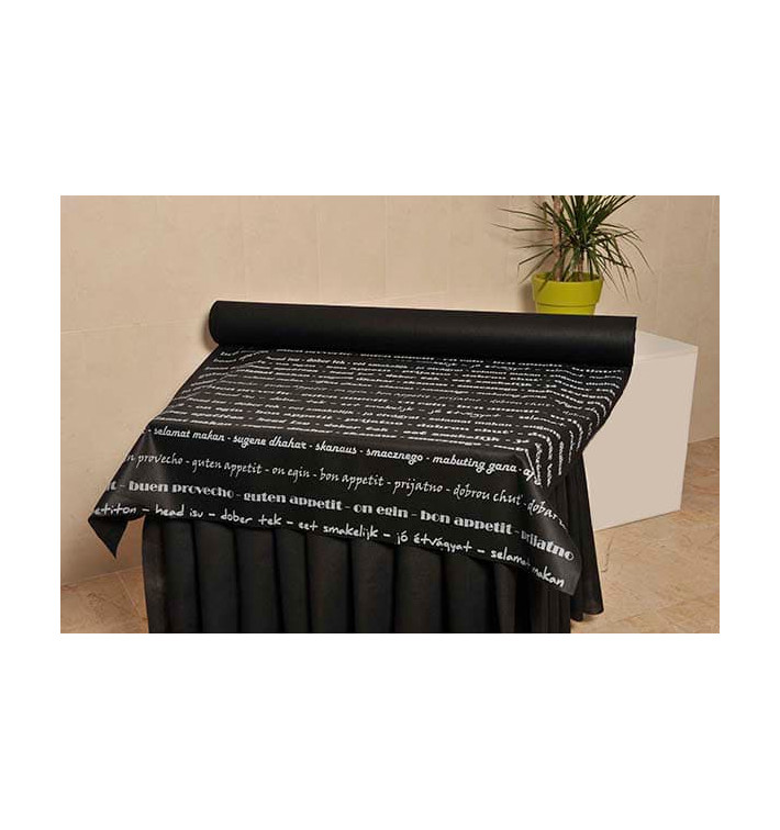 Nappe Rouleau PP Non Tissé Noir "Bon Appetit" 1,2x50m 50g (1 Uté) Nappe Rouleau PP Non Tissé Noir "Bon Appetit" 1,2x50m 50g (1 Uté)