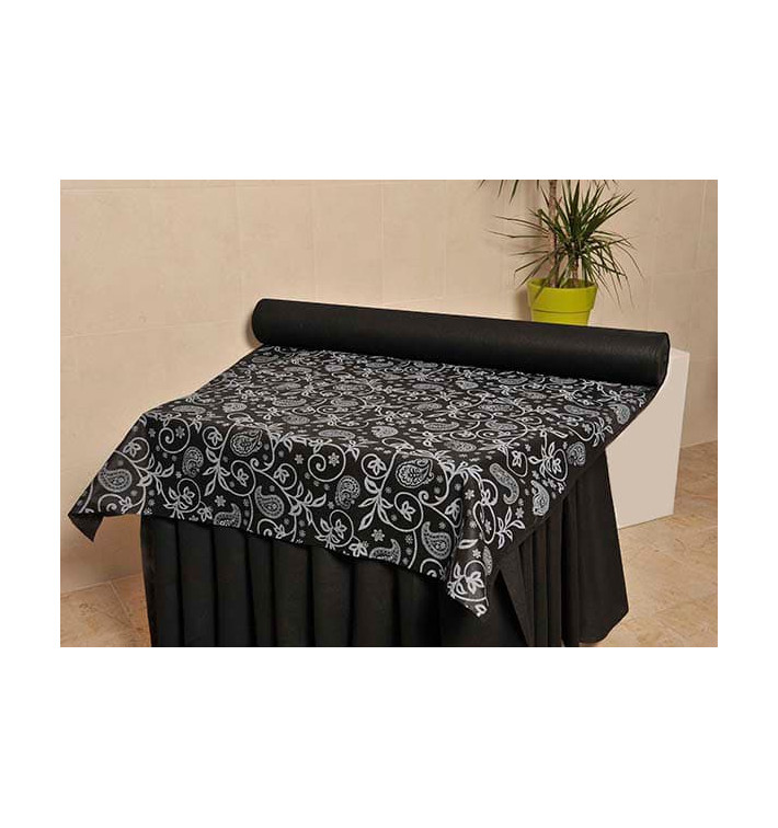 Nappe Rouleau PP Non Tissé Noir "Cachemire" 1,2x50m 50g (1 Uté) Nappe Rouleau PP Non Tissé Noir "Cachemire" 1,2x50m 50g (1 Uté)