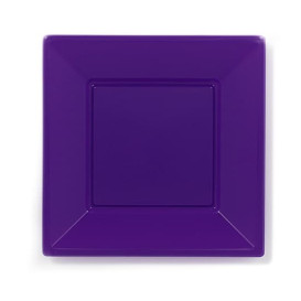Assiette Plastique Carrée Plate Lilas 170mm (25 Unités)