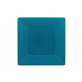 Assiette Plastique Carrée Plate Turquoise 230mm (25 Utés)